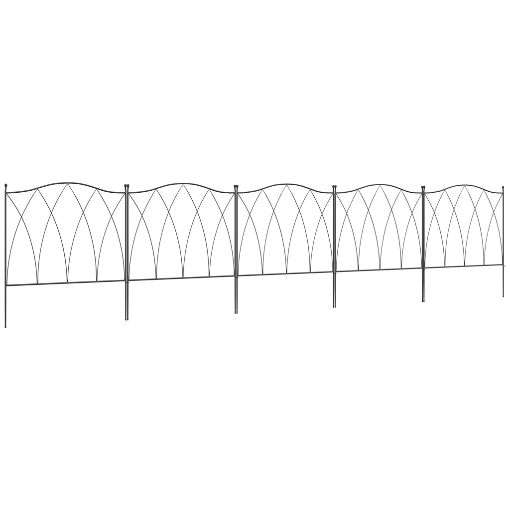 DodiOnline Set of Five 61.5cm Decorative Metal Fence Panels - Black