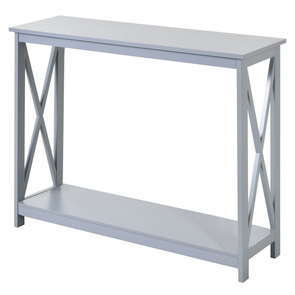 DodiOnline Console Table Hallway Desk w/Storage Shelf, X Design for Living Room Entryway, Grey