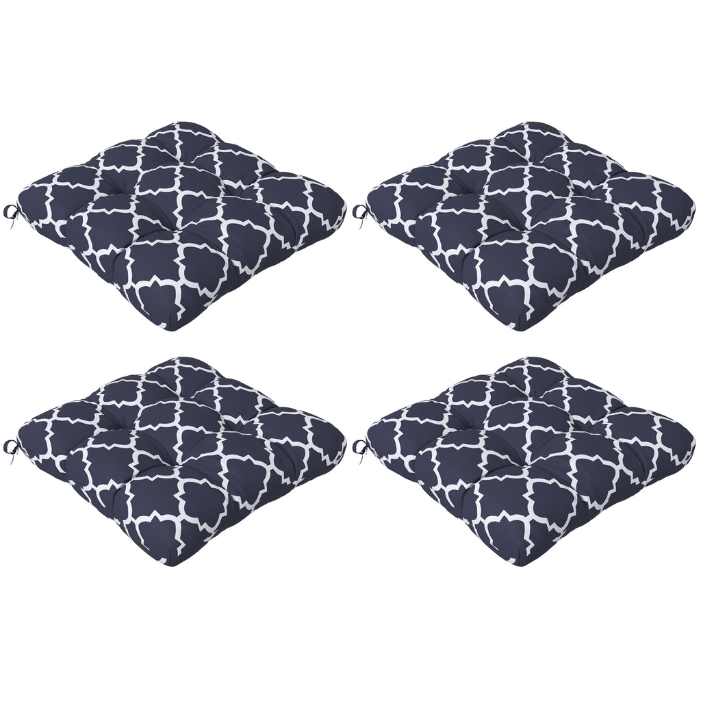 DodiOnline 4-Piece Seat Cushion Pillows Replacement, Patio Chair Cushions Set with Ties for Indoor Outdoor, Blue