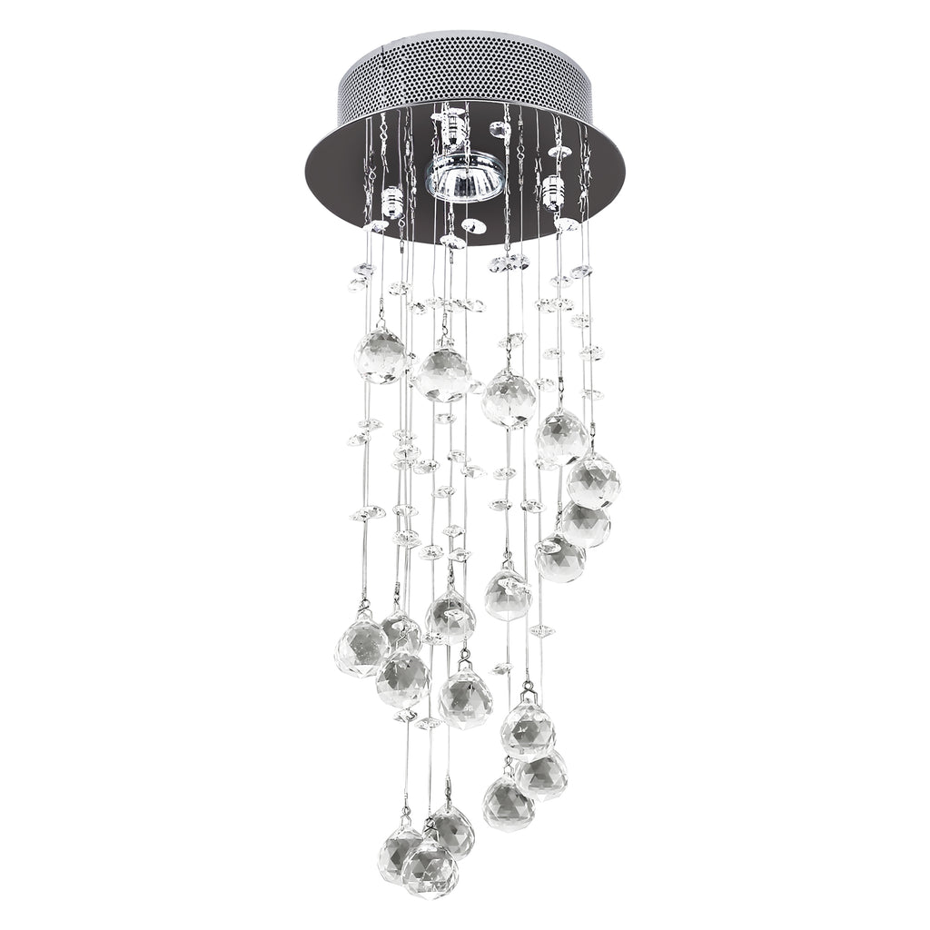 DodiOnline Metal Crystal Ceiling Light Chandelier Elegant Pendant Lamp Living Room Stairway Stairway Spiral Rain Drop Pendant Lamp Silver