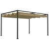 DodiOnline 4 x 3(m) Metal Pergola with Retractable Roof, Garden Gazebo Canopy Shelter for Outdoor, Patio, Khaki
