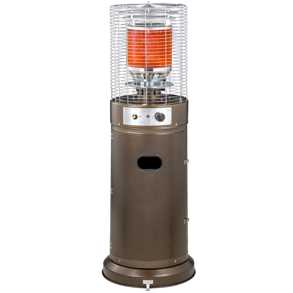 DodiOnline 11KW Patio Bullet Heater with Tip-over Protection, Gas Glass Tube Electronic Ignition Floor Standing Stainless Steel Garden Outdoor 137Hcm