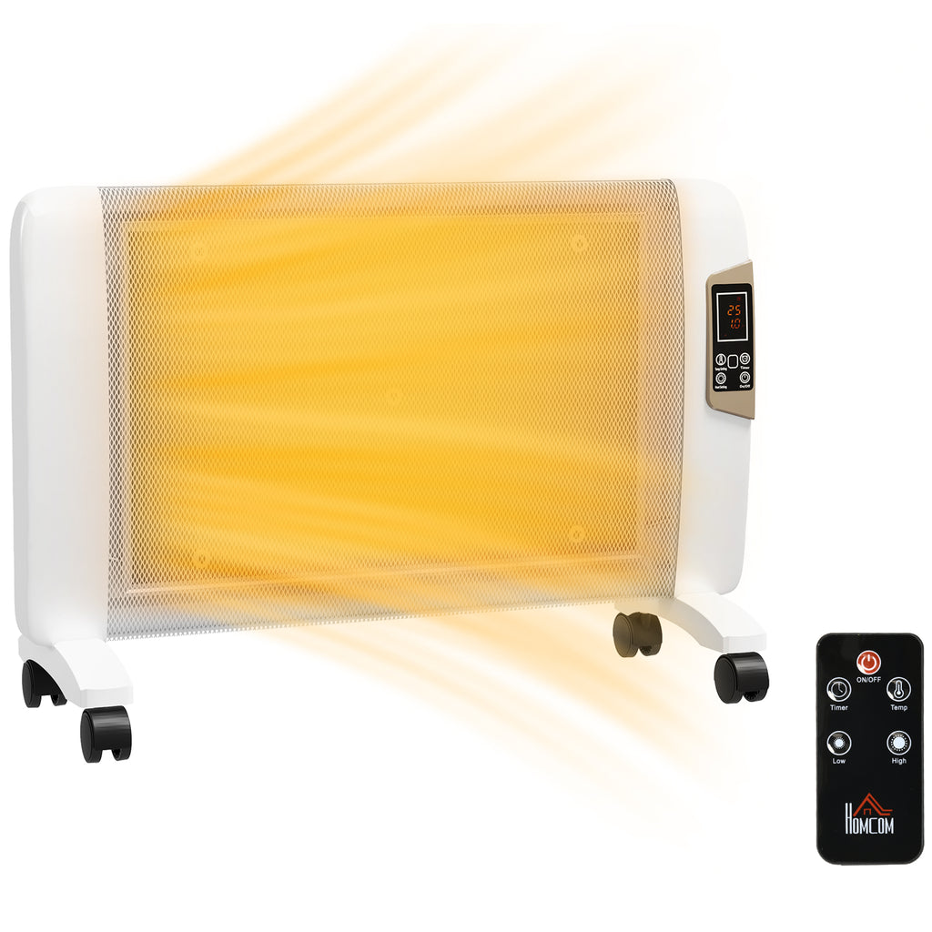 DodiOnline Mica Electric Space Heater, Portable Heater for Home with 2 Heat Settings, Living Room, Study, Garage, Adjustable Temperature 18-30°C, 1000W/2000W, White