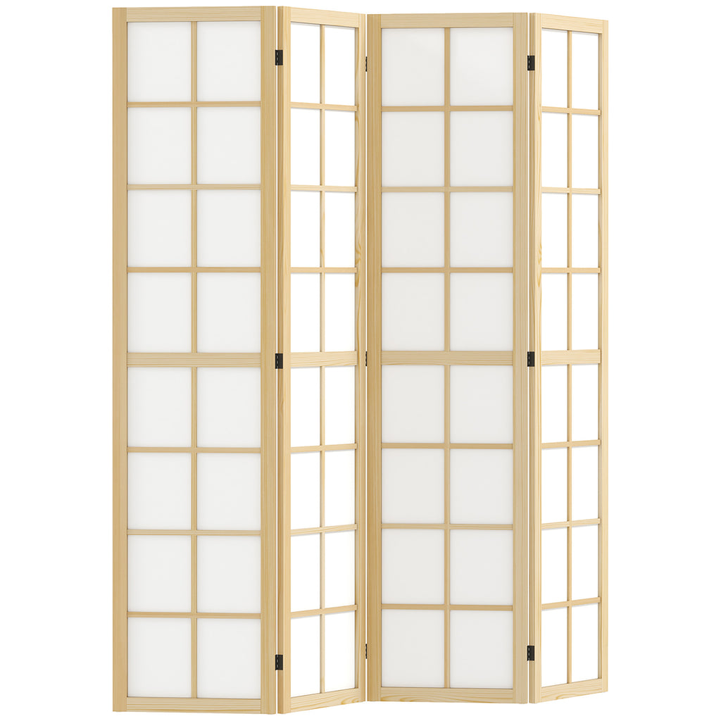 DodiOnline 4 Panel Folding Room Divider, Freestanding Room Separator, Indoor Privacy Screen for Living Room, Bedroom, 160 x 170cm