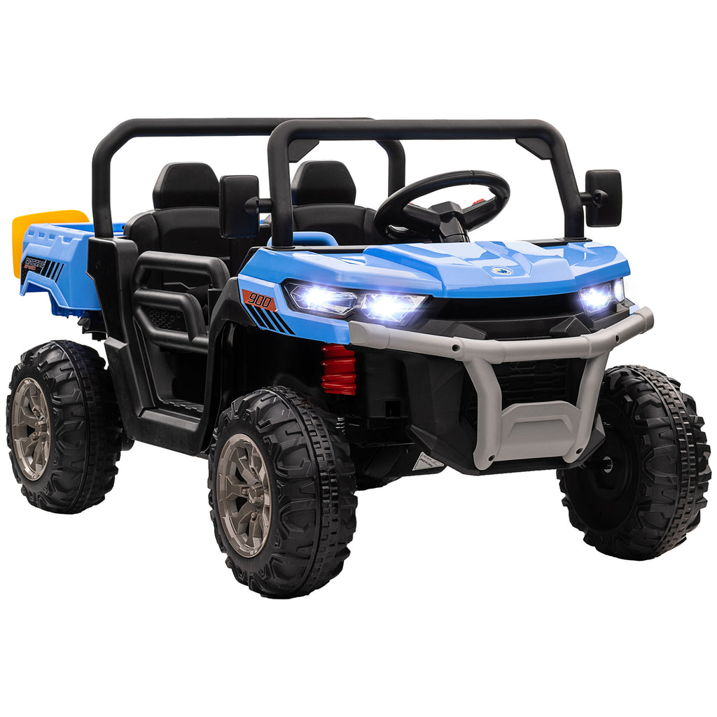 DodiOnline 12V 2 Seater Kids Electric Ride-On Car with Electric Bucket, Remote Control - Blue