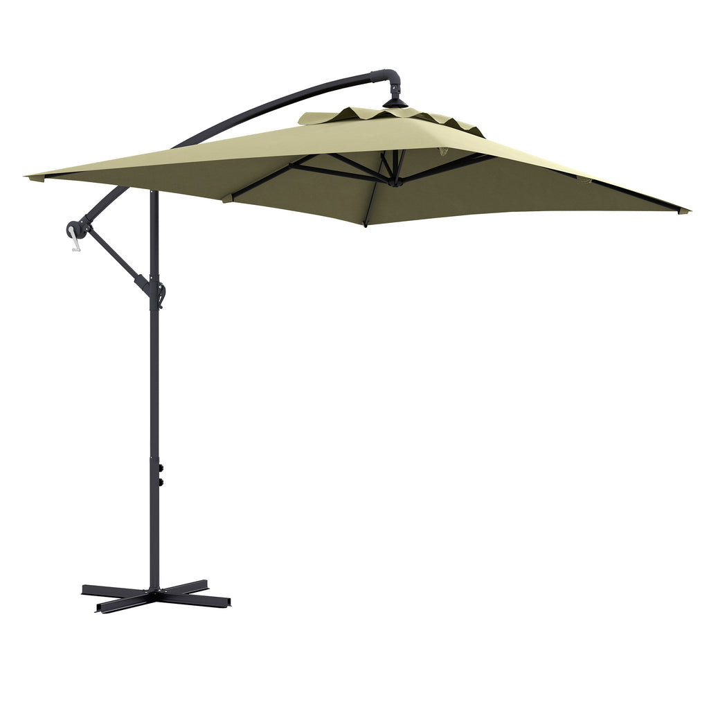 DodiOnline 3m Square Canopy Cantilever Parasol, with Cross Base - Beige
