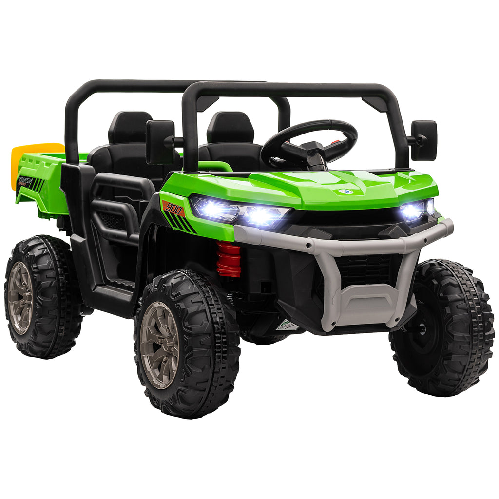 DodiOnline 12V 2 Seater Kids Electric Ride-On Car with Electric Bucket, Remote Control - Green