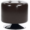 DodiOnline 360° Swivel Foot Stool Round PU Footstool with Thick Sponge Padding and Solid Steel Base, Brown