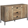DodiOnline Industrial Sideboard, Storage Cabinet, Accent Cupboard with Drawers, Adjustable Shelves for Kitchen, Dining Room, Living Room, Distressed Brown