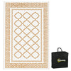DodiOnline Plastic Straw Reversible RV Outdoor Rug with Carry Bag, 182 x 274cm, Brown and Cream
