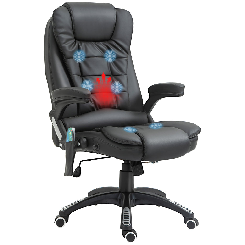DodiOnline Executive Office Chair with Massage and Heat, High Back PU Leather Massage Office Chair with Adjustable Height, Black