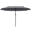DodiOnline 4.4m Double-Sided Sun Umbrella Patio Parasol LED Solar Lights Dark Grey