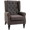 DodiOnline Retro Accent Chair, Wingback Armchair with Wood Frame Button Tufted Design for Living Room Bedroom, Brown