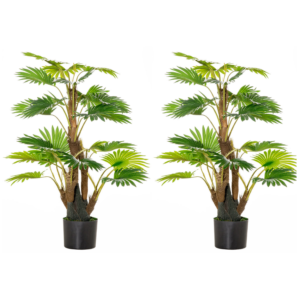 DodiOnline 2 Pack Artificial Plant Palm Tree in Pot, Fake Plants for Home Indoor Outdoor Decor, 135cm, Green