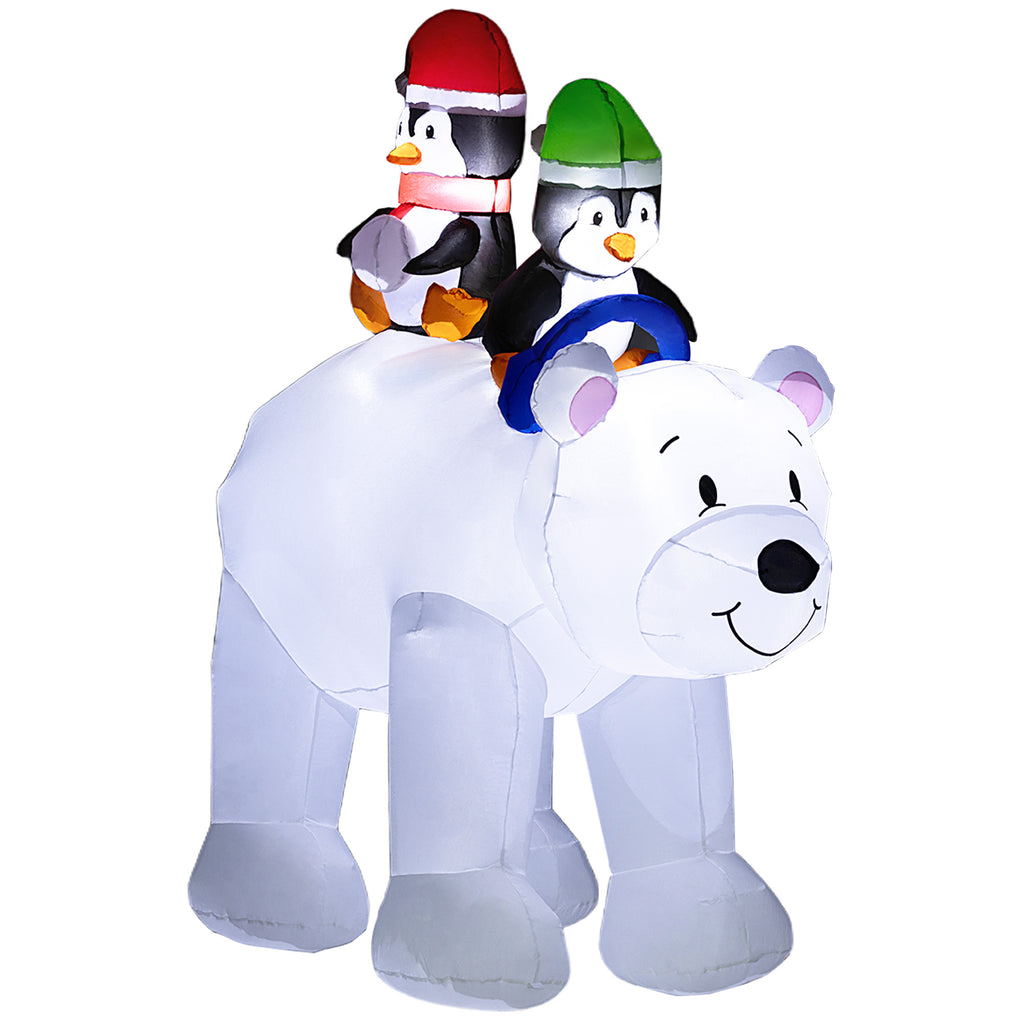 DodiOnline 6.4ft Inflatable Polar Bear and Penguin Christmas Inflatable