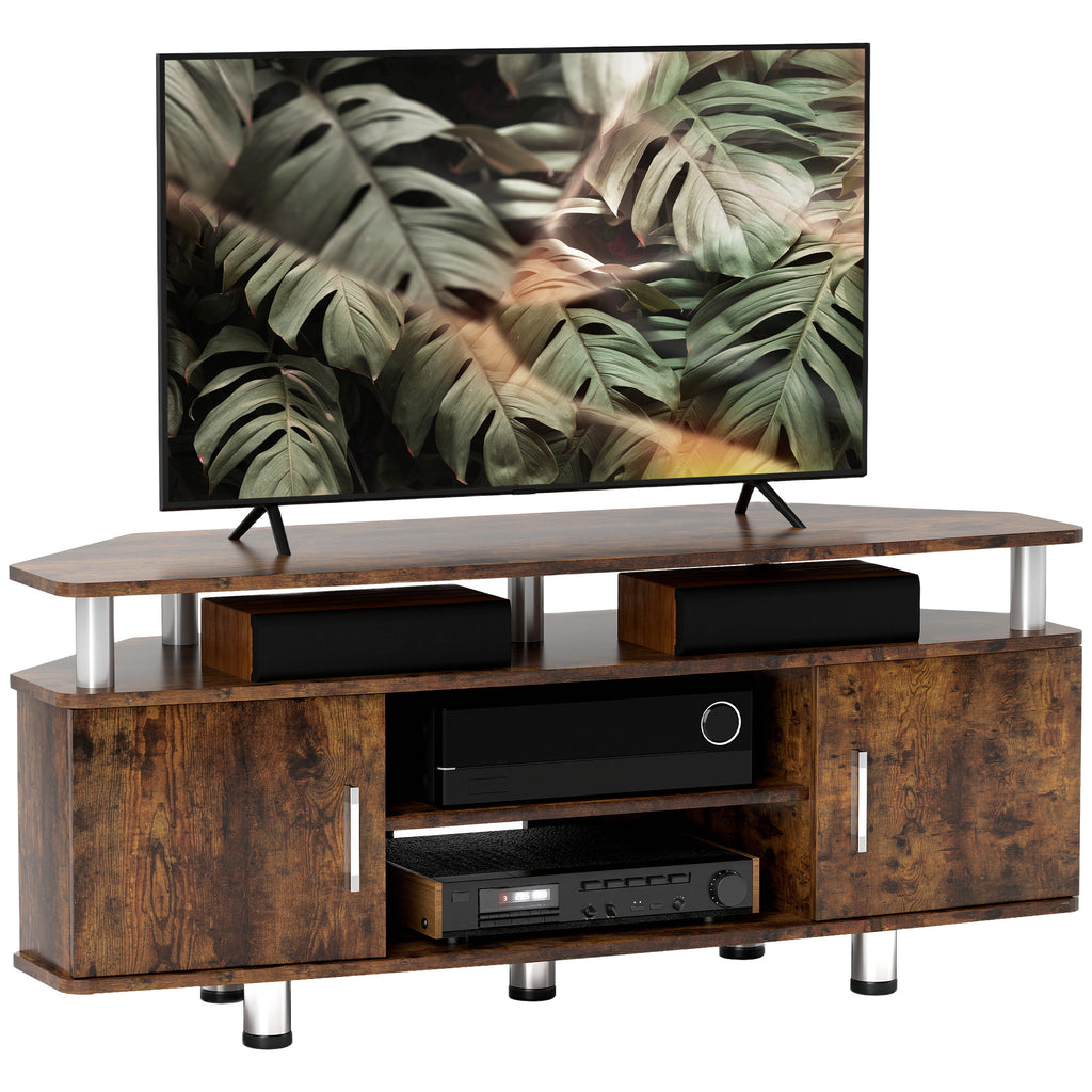 DodiOnline TV Unit Cabinet for TVs up to 55 Inches with Storage Shelves and Cupboard, Entertainment Centre for Living Room, Rustic Brown