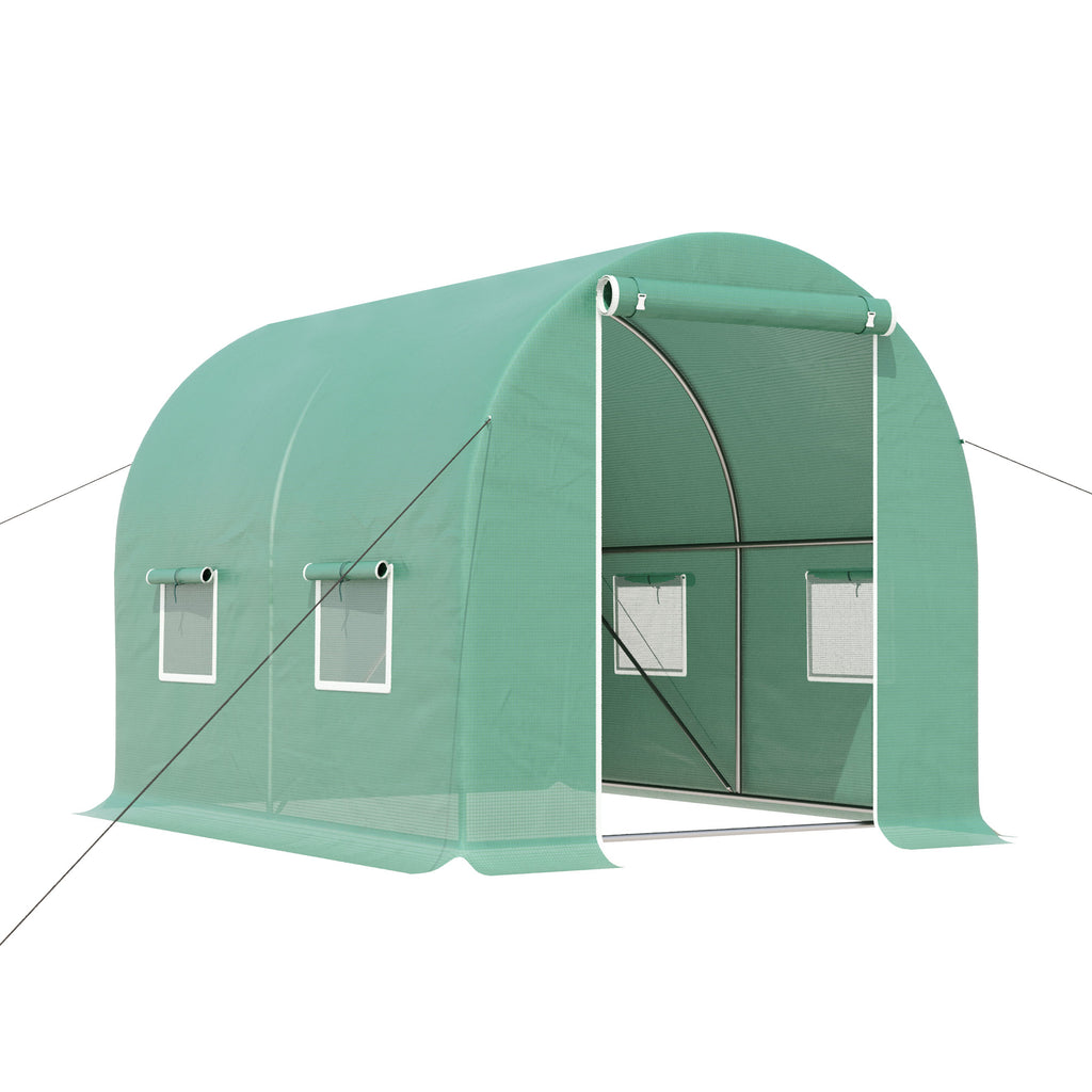 DodiOnline 3L x 2W x 2H M Greenhouse  Walk-in Polytunnel Outdoor Garden Flower Vegetable Planter 25mm Diameter Galvanised Steel Frame w/ Zipped Door