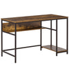 DodiOnline Computer Desk with Storage, 120 x 60cm Home Office Desk with 2 Shelves and Steel Frame, Writing Table for Living Room, Study, Rustic Brown