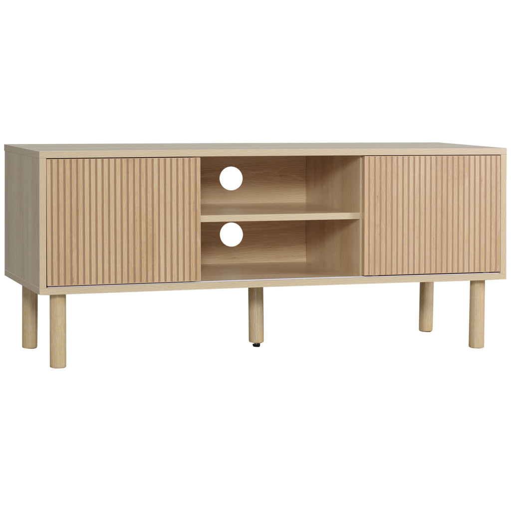 DodiOnline Sliding Door TV Cabinet Stand - Oak Wood-Effect