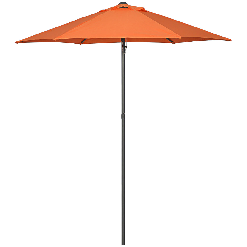 DodiOnline 2m Garden Parasol Umbrella, Outdoor Sun Shade with 6 Sturdy Ribs for Balcony, Bench, Garden, Orange