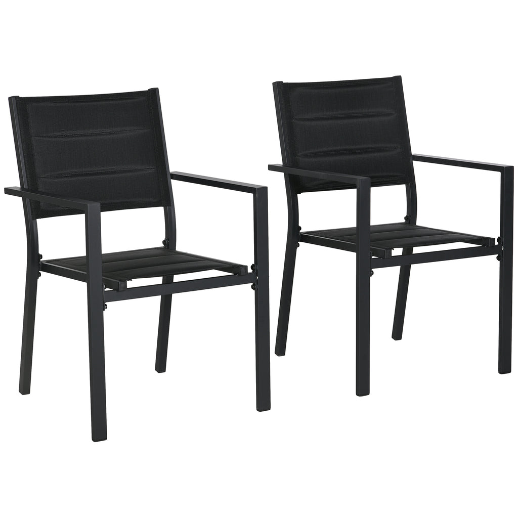 DodiOnline Set of Two Aluminium Stacking Garden Chairs - Black