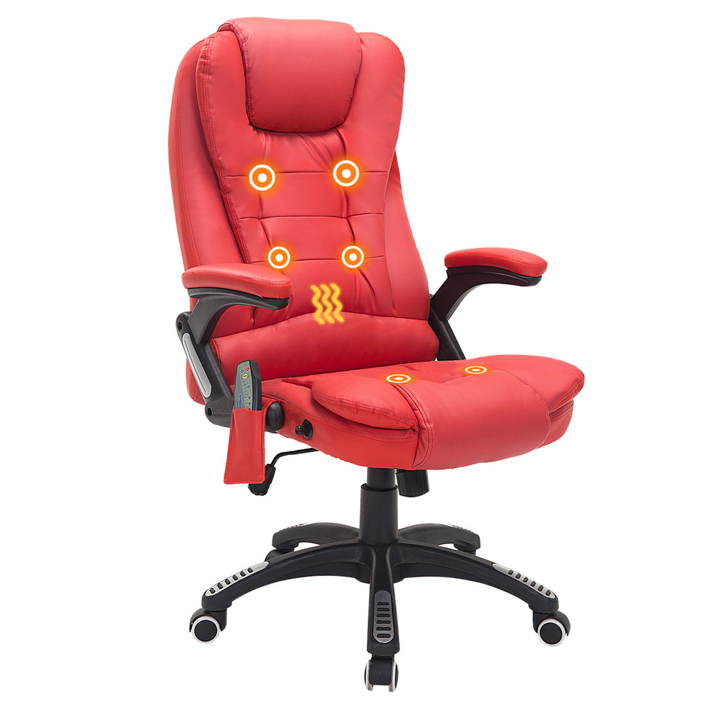 DodiOnline Executive Office Chair with Massage and Heat, High Back PU Leather Massage Office Chair with Adjustable Height, Red