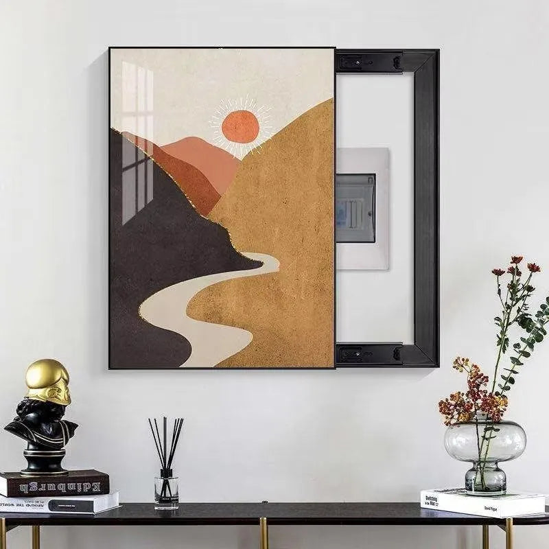 Modern Home Decorative Wall Art Printed Electric Meter Box Crystal Porcelain Painting Advanced Security Canvas Base