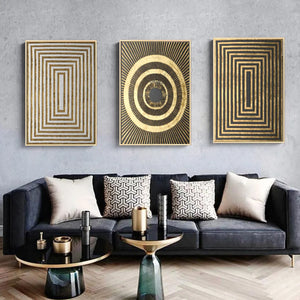 Golden Geometric Circle Canvas Poster Abstract Print Picture Wall Art Home Decor