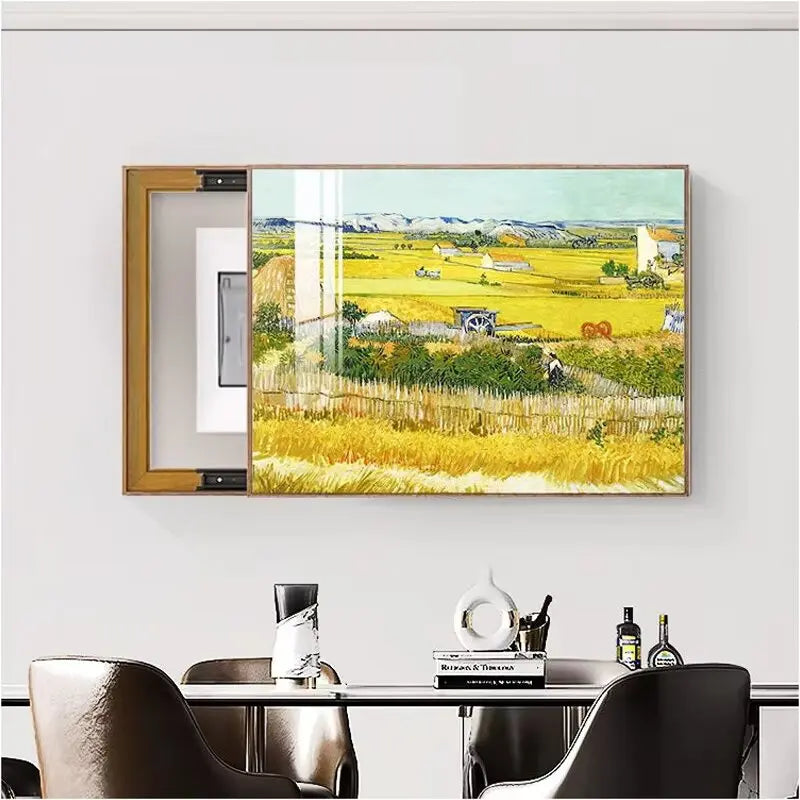 Modern Home Decorative Wall Art Printed Electric Meter Box Crystal Porcelain Painting Advanced Security Canvas Base