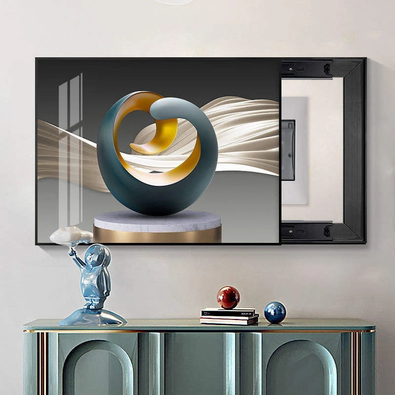 Modern Home Decorative Wall Art Printed Electric Meter Box Crystal Porcelain Painting Advanced Security Canvas Base