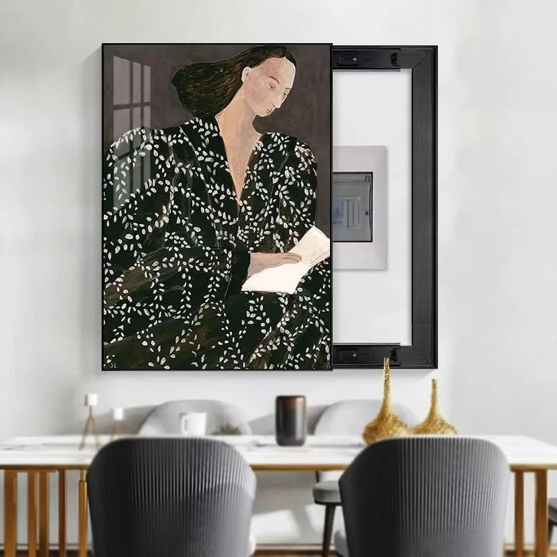 Modern Home Decorative Wall Art Printed Electric Meter Box Crystal Porcelain Painting Advanced Security Canvas Base