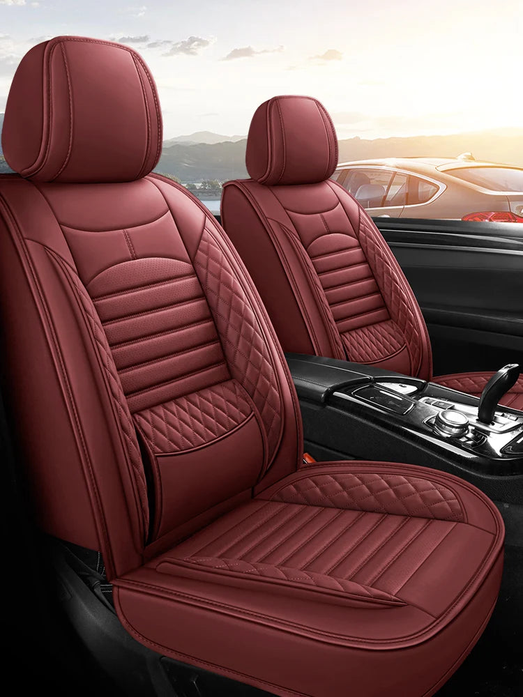 2024 the New Four Seasons Universal Diamond-shaped Full-leather Waist-solid Car Seat Cushion
