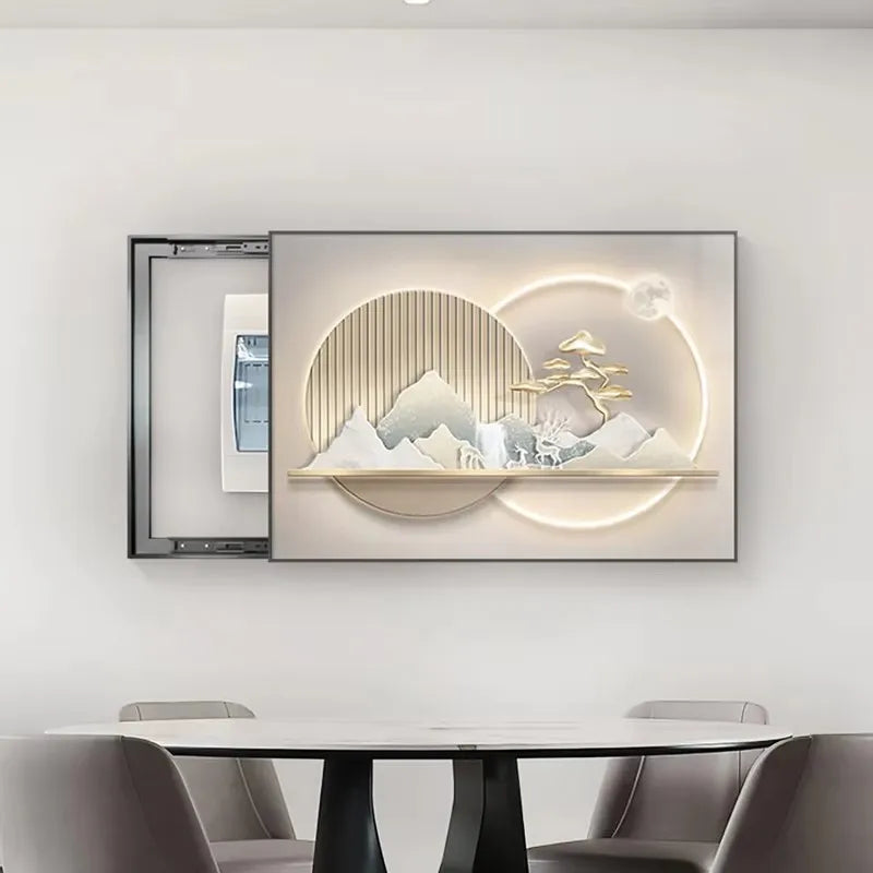 Modern Home Decorative Wall Art Printed Electric Meter Box Crystal Porcelain Painting Advanced Security Canvas Base