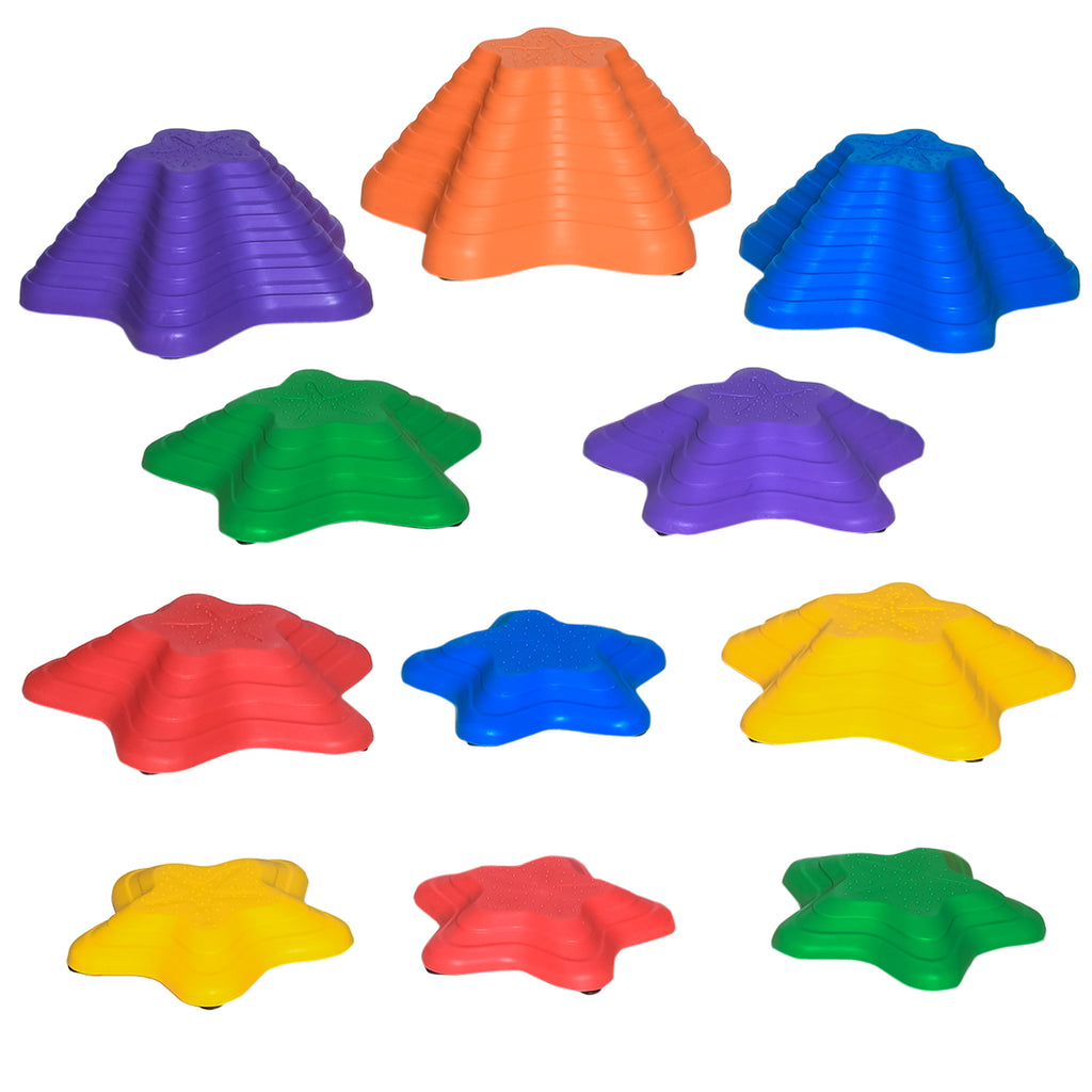 DodiOnline 11-Piece Balance Stepping Stones for Kids Starfish Style Non-slip Obstacle Course Stackable Balance Blocks Garden Toys Encourage Toddler Balance Indoor Outdoor - Multicoloured