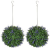 DodiOnline Set of 2 Artificial Plant Topiary Balls, UV-protected Fake Decorative Plants, Faux Plants for Home Indoor Outdoor Decor, 27cm, Purple