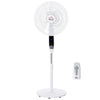 DodiOnline 16'' Pedestal Stand Fan, 3 Speed 3 Mode, 85° Oscillation, LED Panel, 3M Remote Controller, Height Adjustable for Living Room, Bedroom, Garage, Office, Black and White