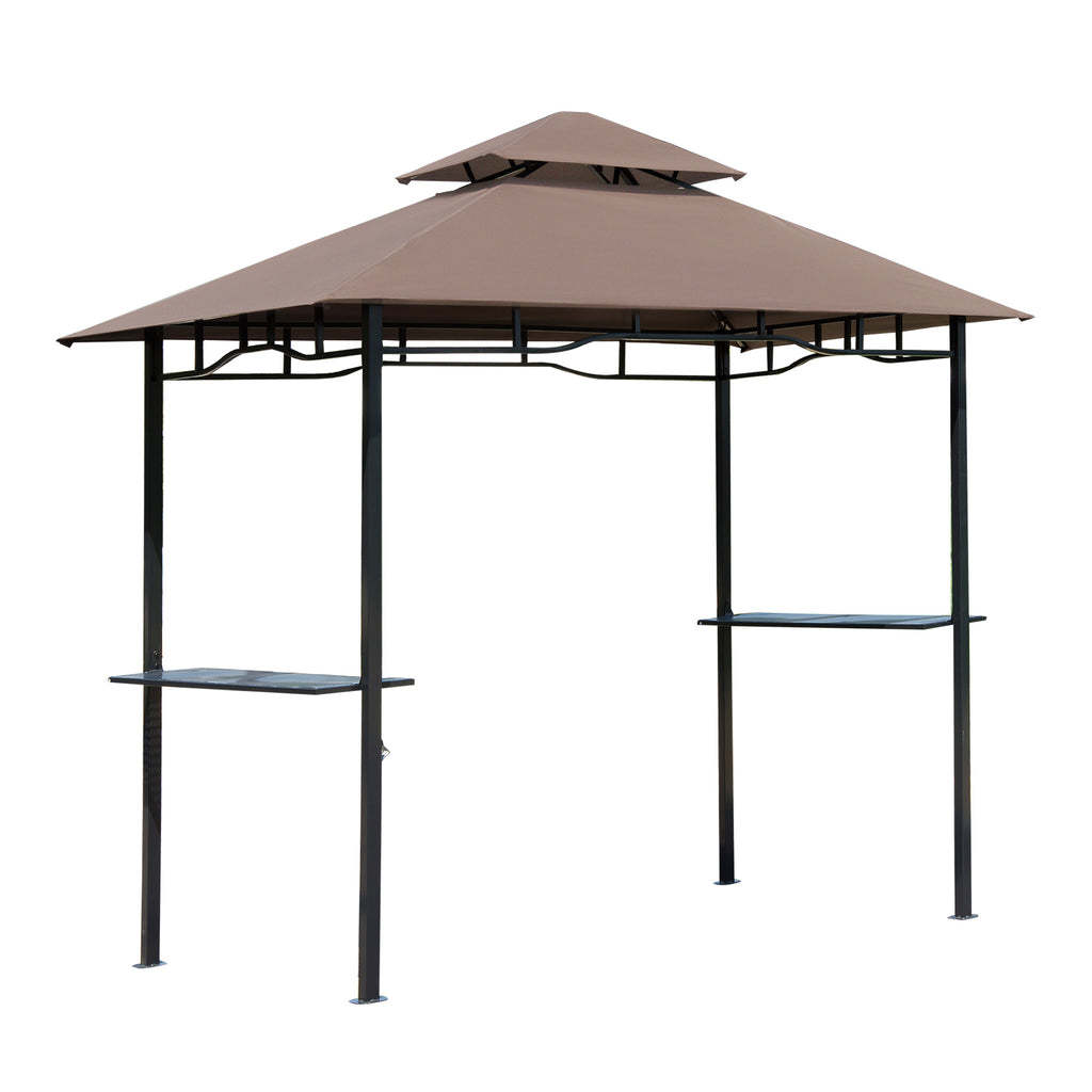 DodiOnline 2.5M (8ft) New Double-Tier BBQ Gazebo Grill Canopy Barbecue Tent Shelter Patio Deck Cover - Coffee