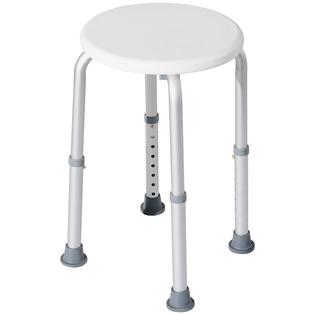 DodiOnline Shower Chair, Height Adjustable Aluminium Shower Stool with Non-Slip Feet for Disabled, Elderly, White