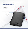 BISON DENIM Black Purse For Men Genuine Leather Men's Wallets Thin Male Wallet Card Holder Cowskin Soft Mini Purses N4429