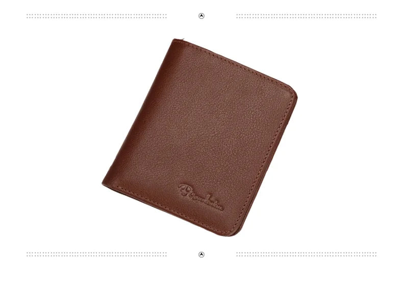 BISON DENIM Black Purse For Men Genuine Leather Men's Wallets Thin Male Wallet Card Holder Cowskin Soft Mini Purses N4429