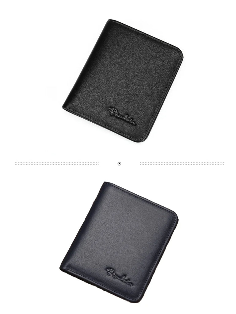 BISON DENIM Black Purse For Men Genuine Leather Men's Wallets Thin Male Wallet Card Holder Cowskin Soft Mini Purses N4429