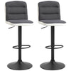 DodiOnline Bar Stools Set of 2, Height Adjustable Bar Chairs in Fabric and Faux Leather, 360° Swivel Kitchen Stool with Backrest and Footrest, Dark Grey