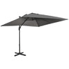 DodiOnline 2.7 x 2.7 m Cantilever Parasol, Square Overhanging Umbrella with Cross Base, Crank Handle, Tilt, 360° Rotation and Aluminium Frame, Dark Grey