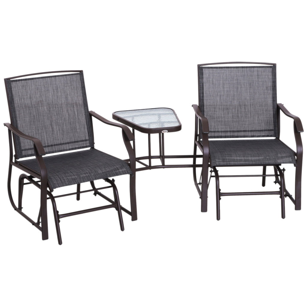 DodiOnline Gliding Jack and Jill Seat, with Glass-Top Table - Brown/Grey