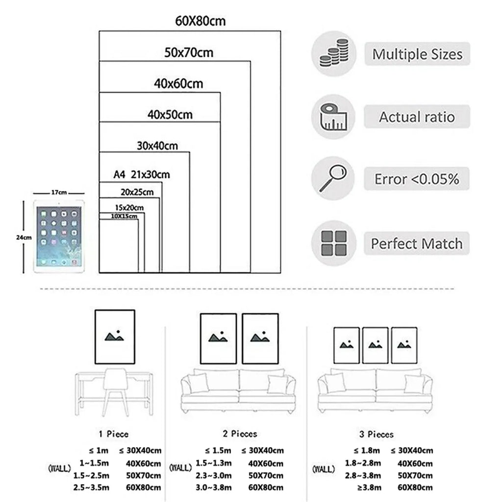 Golden Geometric Circle Canvas Poster Abstract Print Picture Wall Art Home Decor