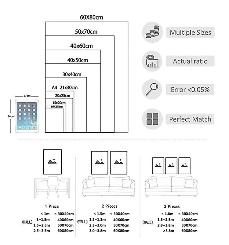 Golden Geometric Circle Canvas Poster Abstract Print Picture Wall Art Home Decor