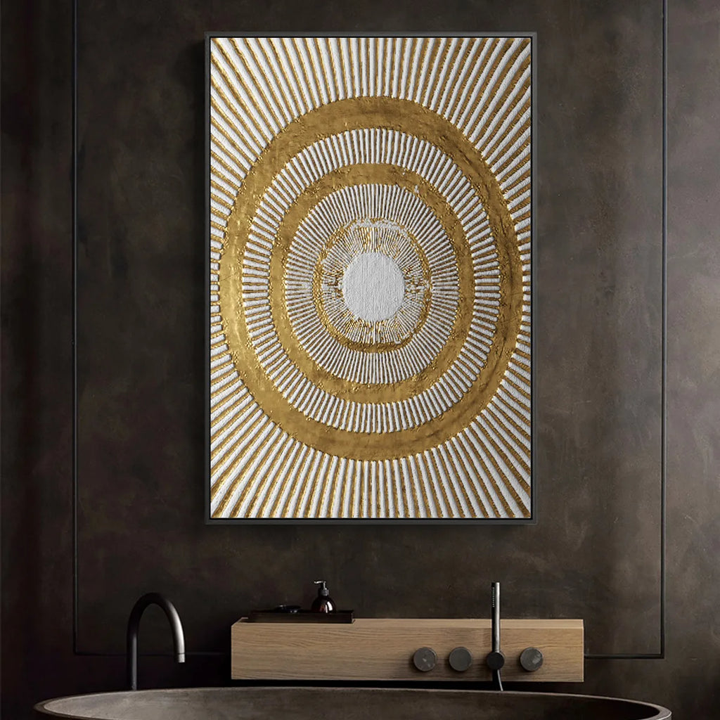 Golden Geometric Circle Canvas Poster Abstract Print Picture Wall Art Home Decor