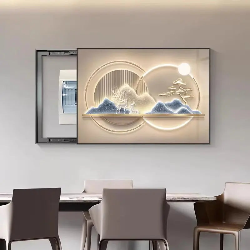 Modern Home Decorative Wall Art Printed Electric Meter Box Crystal Porcelain Painting Advanced Security Canvas Base