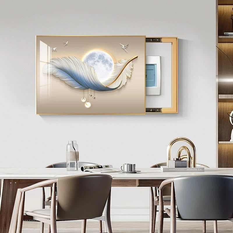 Modern Home Decorative Wall Art Printed Electric Meter Box Crystal Porcelain Painting Advanced Security Canvas Base