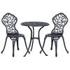 DodiOnline 3 Pcs Aluminium Bistro Set Outdoor Furniture Dining Table Chairs Antique Outdoor Seat Patio Seater Black